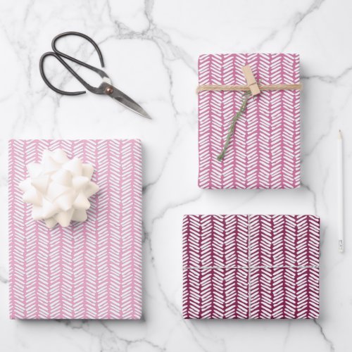 Christmas Dark Mauve Taupe Light Blush Pink Zigzag Wrapping Paper Sheets