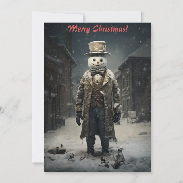 Christmas Dark Snowman Holiday Card (Front)