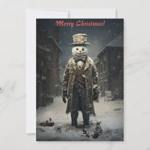 Christmas Dark Snowman Holiday Card