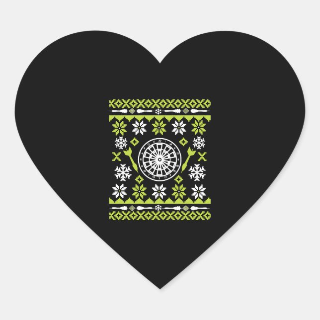 Christmas Dart Ugly Christmas Shirt Heart Sticker (Front)