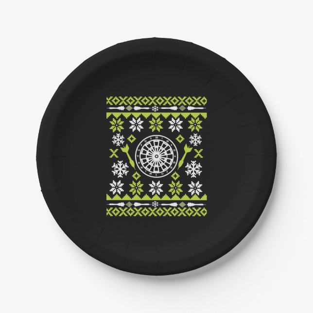 Christmas Dart Ugly Christmas Shirt Paper Plates (Front)