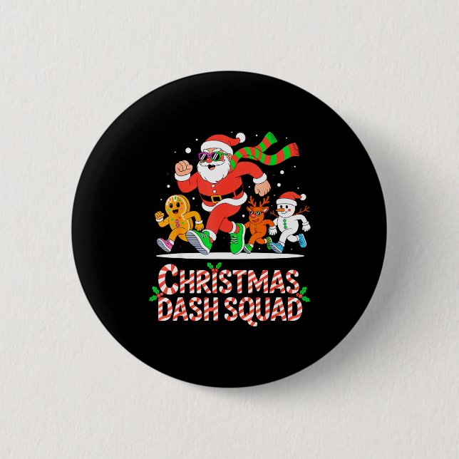 Christmas Dash Squad Running Runner Marathon Team  Button (Front)
