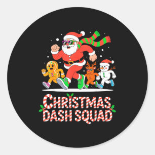 Christmas Dash Squad Running Runner Marathon Team  Classic Round Sticker