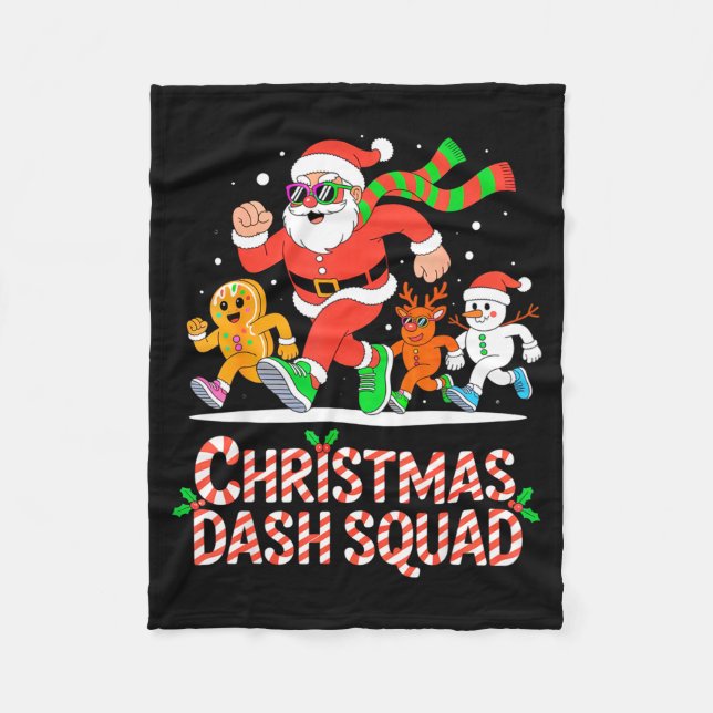 Christmas Dash Squad Running Runner Marathon Team  Fleece Blanket (Front)