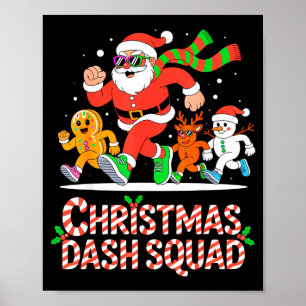 Christmas Dash Squad Running Runner Marathon Team  Poster