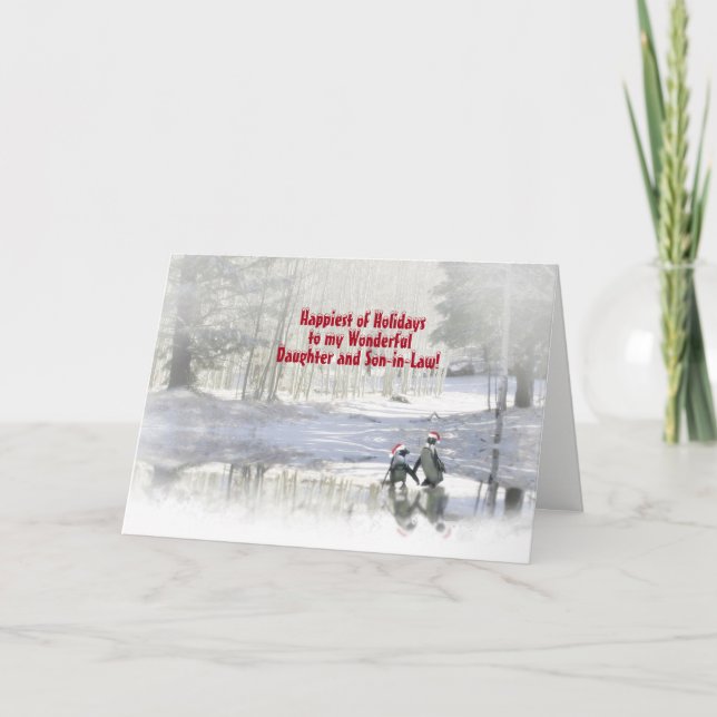 Christmas Daughter and Son In Law Cute  Holiday Card (Front)