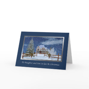 Christmas, Daughter and Son-in-law, Winter Scene Holiday Card