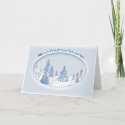 CHRISTMAS _ DAUGHTER _ BLUE _ SNOWTREESCENIC HOLIDAY CARD