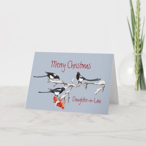 Christmas Daughter_in_Law Magpie Family Birds Holiday Card