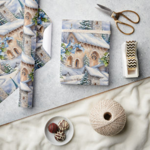 Christmas Day Country Church Wrapping Paper