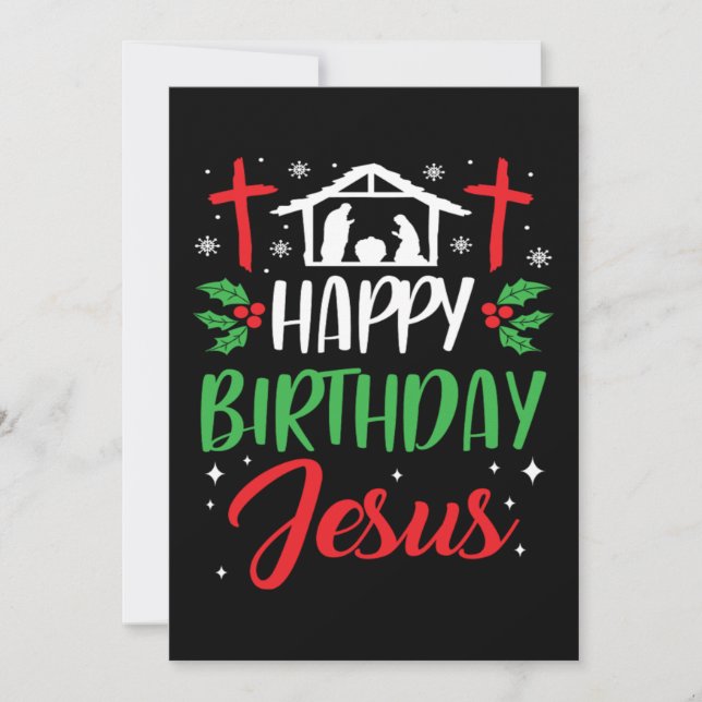 Christmas Day Happy Birthday Jesus Holiday Gift Invitation (Front)