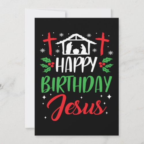 Christmas Day Happy Birthday Jesus Holiday Gift Invitation