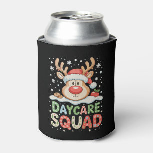 Christmas Daycare Reindeer Santa Hat Squad Xmas Can Cooler