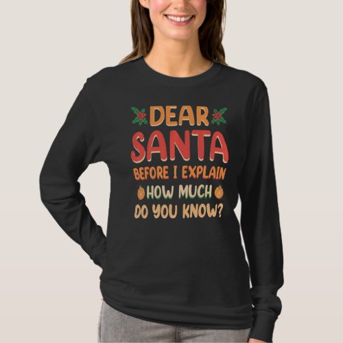 Christmas Dear Santa Before I Explain How Much Do  T_Shirt