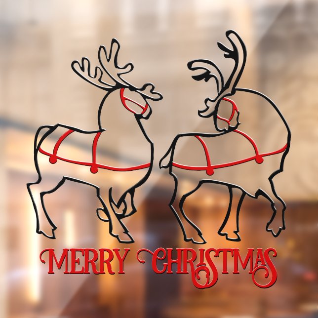 Christmas Decal Holiday Reindeer Window Clings (Sheet 2)