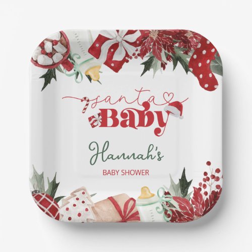 Christmas December Baby Shower Paper Plates