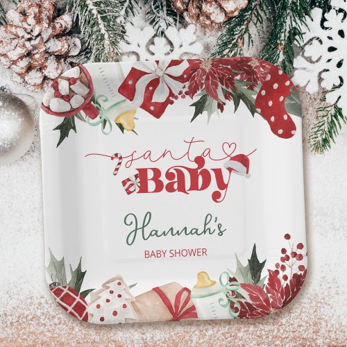 Christmas December Baby Shower Paper Plates