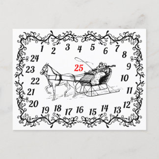 Christmas December Countdown Advent Calendar Xmas Holiday Postcard