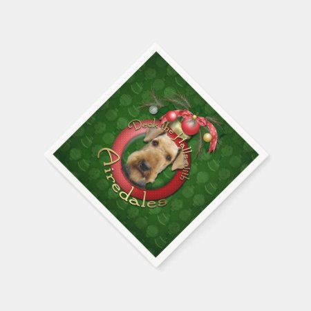 Christmas - Deck The Halls - Airedales Napkins