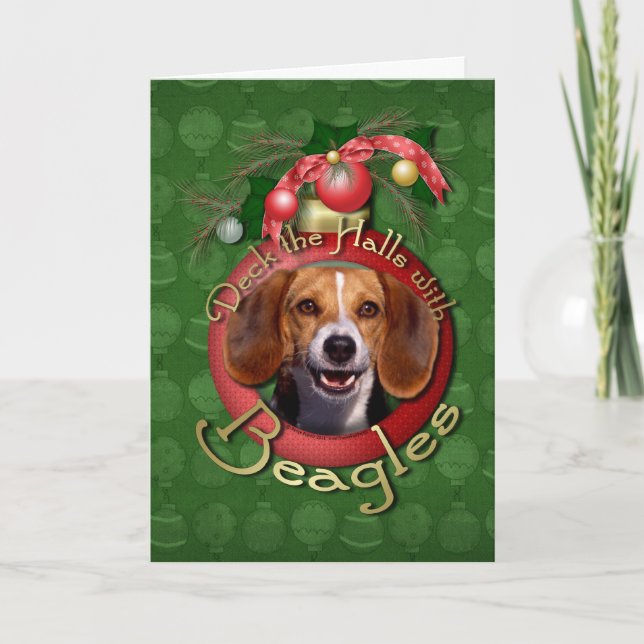Christmas - Deck the Halls - Beagles Holiday Card (Front)