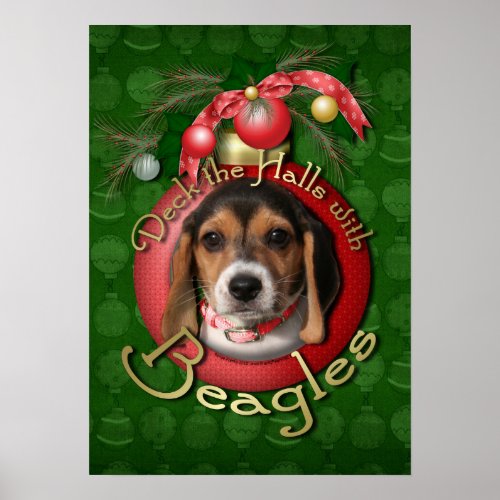 Christmas _ Deck the Halls _ Beagles Poster