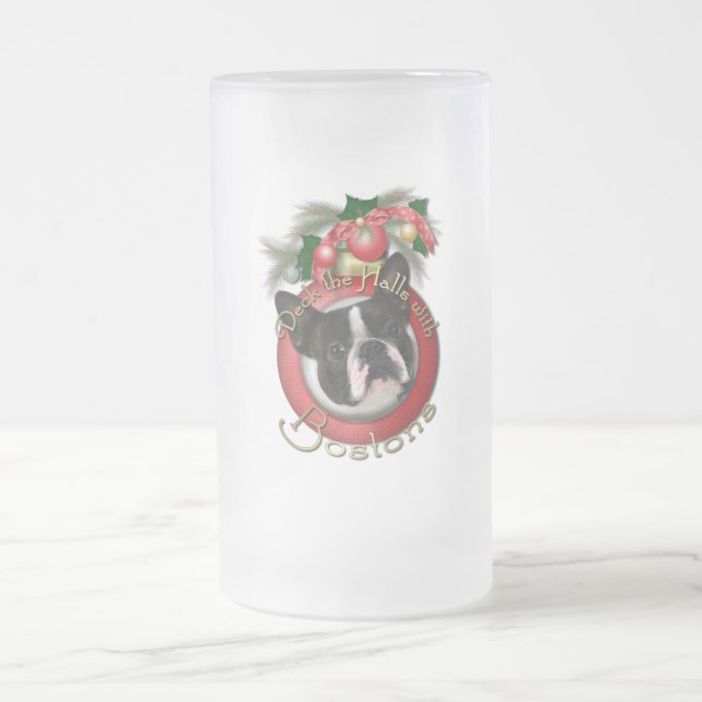 Christmas - Deck the Halls - Bostons Frosted Glass Beer Mug (Center)