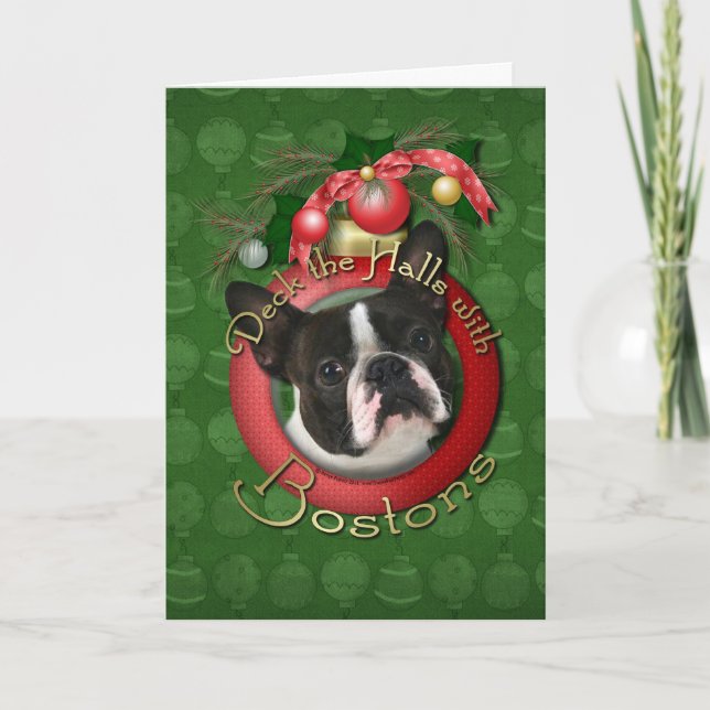Christmas - Deck the Halls - Bostons Holiday Card (Front)