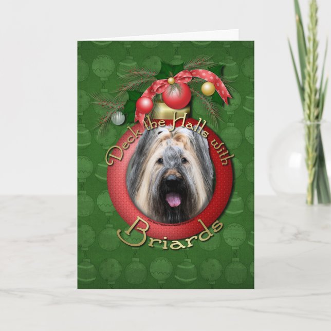 Christmas - Deck the Halls - Briard Holiday Card (Front)