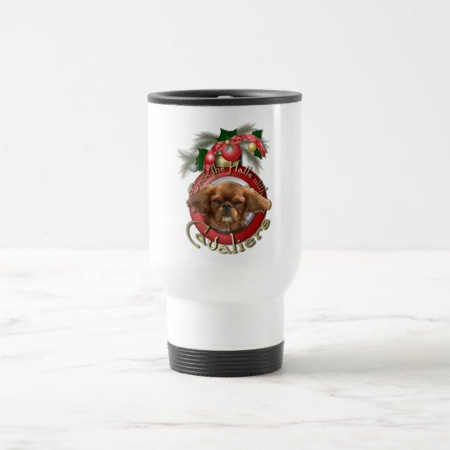 Christmas - Deck the Halls - Cavaliers - Ruby Travel Mug (Center)