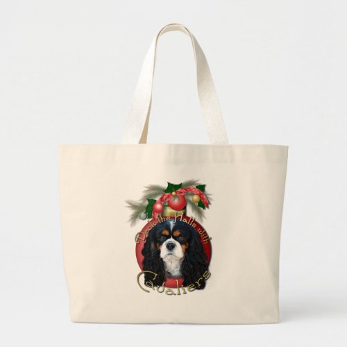 Christmas _ Deck the Halls _ Cavaliers _ Tri_Color Large Tote Bag