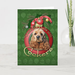 Christmas - Deck the Halls - Cockers Holiday Card
