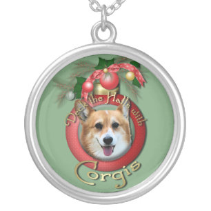 Christmas - Deck the Halls - Corgis - Owen Silver Plated Necklace