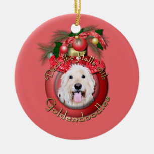 Christmas - Deck the Halls - GoldenDoodles - Daisy Ceramic Ornament