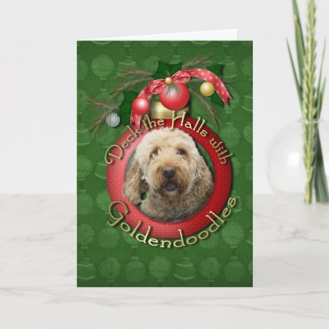 Christmas - Deck the Halls - Goldendoodles Holiday Card (Front)