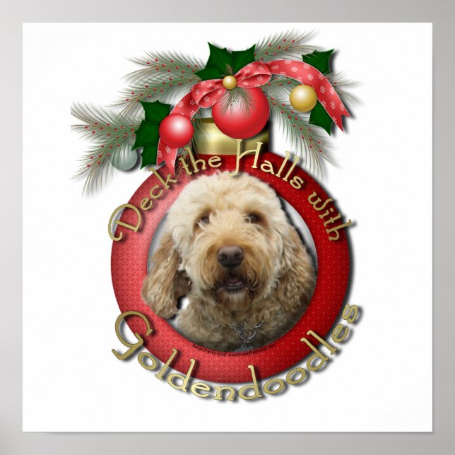 Christmas - Deck the Halls - Goldendoodles Poster (Front)