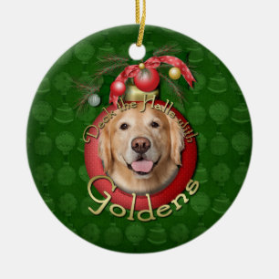 Christmas - Deck the Halls - Goldens - Corona Ceramic Ornament