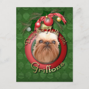 Christmas - Deck the Halls - Griffons Holiday Postcard