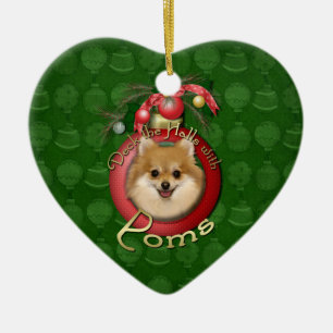 Christmas - Deck the Halls - Poms Ceramic Ornament