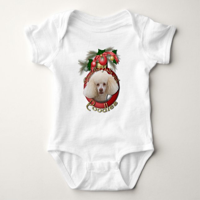 Christmas - Deck the Halls - Poodles - White Baby Bodysuit (Front)