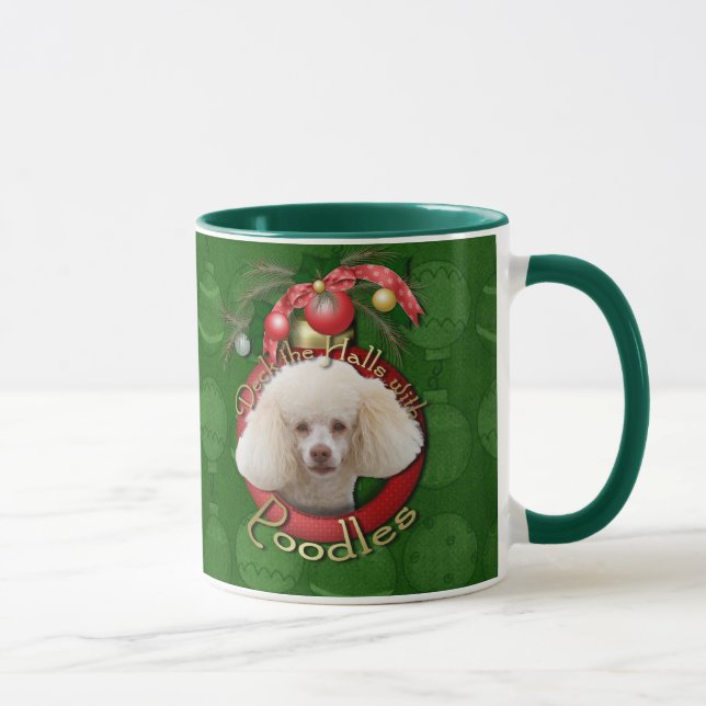 Christmas - Deck the Halls - Poodles - White Mug (Right)