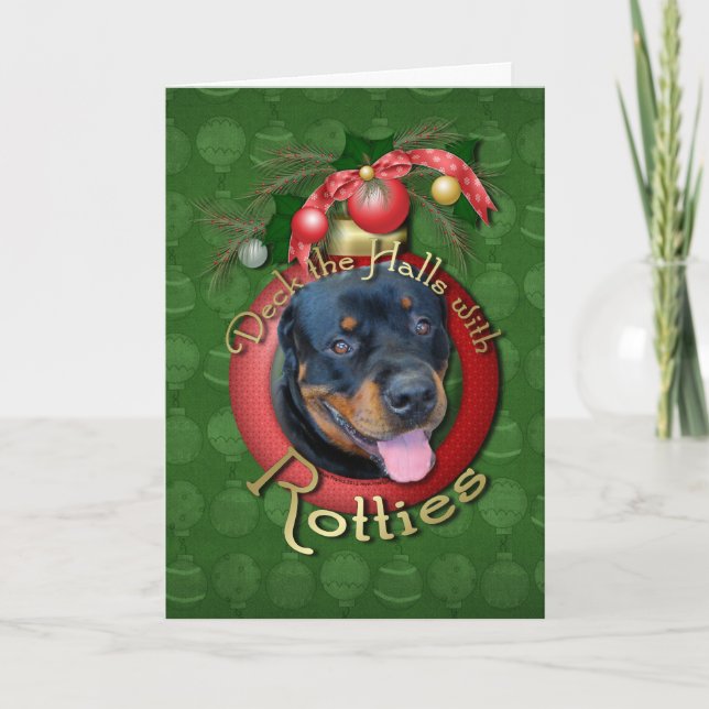 Christmas - Deck the Halls - Rotties - Harley Holiday Card (Front)