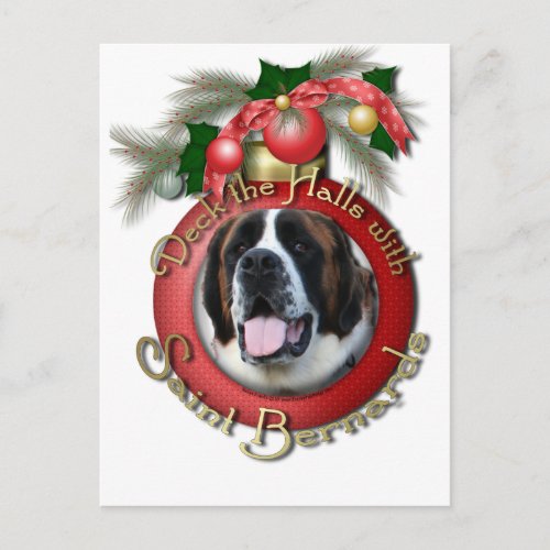 Christmas _ Deck the Halls _ Saint Bernards _ Mae Holiday Postcard