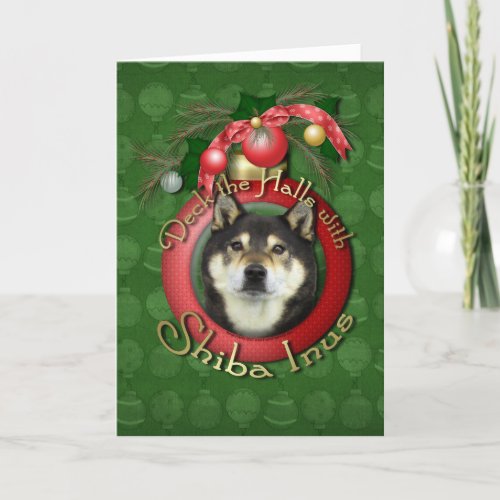 Christmas _ Deck the Halls _ Shiba Inus _ Yasha Holiday Card