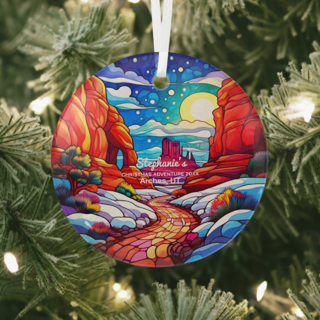 Christmas Decor Arches National Park Utah Outdoor Glass Ornament (Insitu)