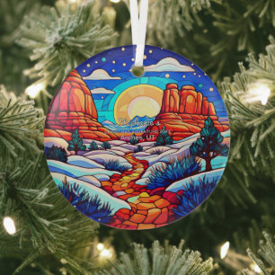 Christmas Decor Arches National Park Utah Outdoor Glass Ornament