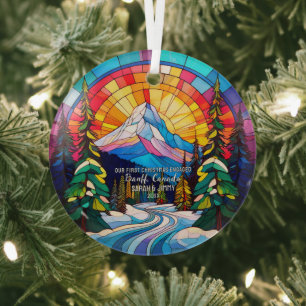 Christmas Decor Banff National Park Canada Engaged Glass Ornament