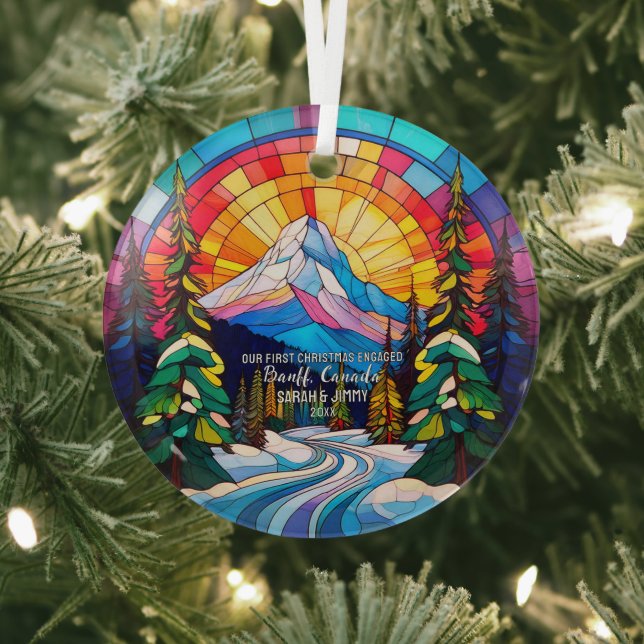 Christmas Decor Banff National Park Canada Engaged Glass Ornament (Insitu)