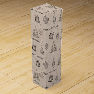 Christmas decor, Christmas, vintage, retro, paper Wine Box