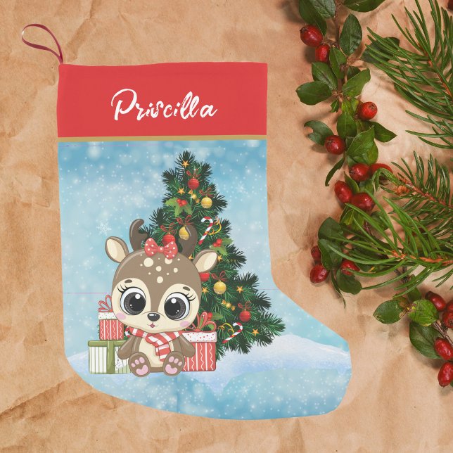 Christmas Decor Cute Reindeer Classic  Small Christmas Stocking (Creator Uploaded)