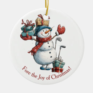 Christmas Decor for Golf Lovers – Snowman Design Ceramic Ornament